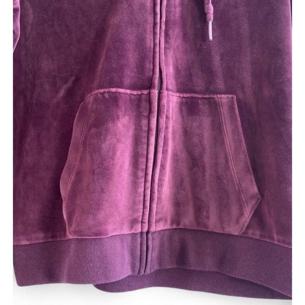 Victorias Secret Pink Zip Up Velvet Hoodie Maroon Women's Small - Picture 3 of 8